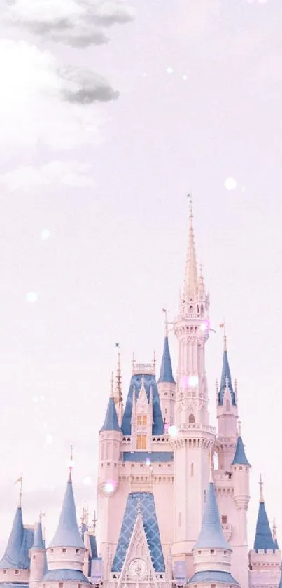 Dreamy castle with pastel sky in this fantasy-themed wallpaper.