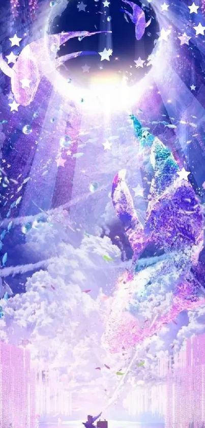 Dreamy fantasy wallpaper with celestial and ethereal cosmic visuals.