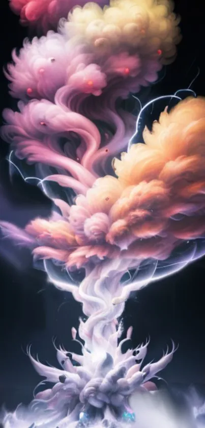 Dreamy artistic cloud wallpaper with peach and pink hues.