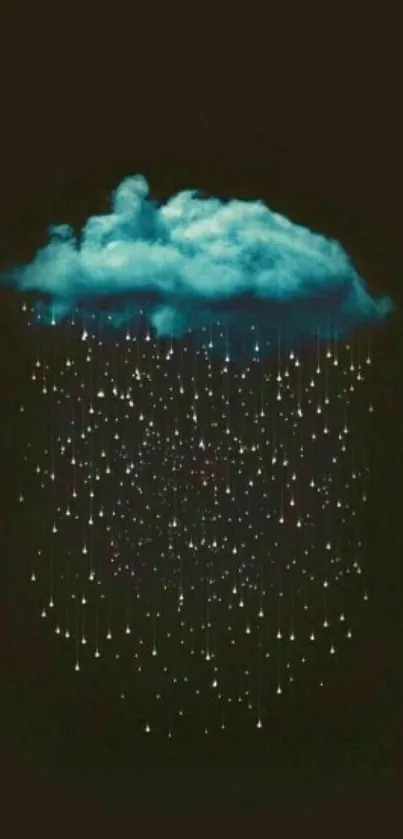 Dreamy cloud on dark background with raindrops.