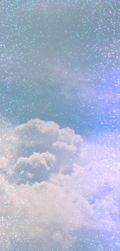 Dreamy clouds with sparkle effect in pastel shades wallpaper.