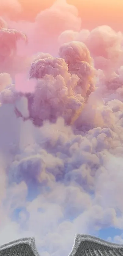 Dreamy clouds wallpaper with pastel colors and serene sky design.