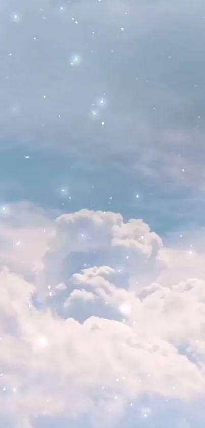 Dreamy clouds and starry sky mobile wallpaper for a serene atmosphere.