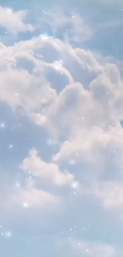 Dreamy cloudy sky with stars mobile wallpaper.