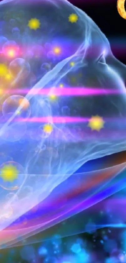 Dreamy cosmic abstract mobile wallpaper with celestial elements.
