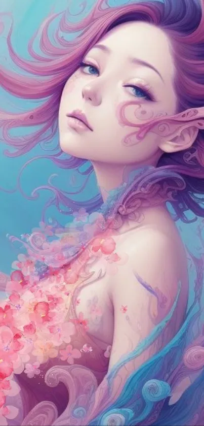 Dreamy fantasy art mobile wallpaper with pastel colors and enchanting illustration.