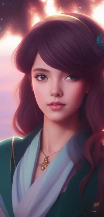 Dreamy fantasy art wallpaper with serene female character in soft pastel hues.