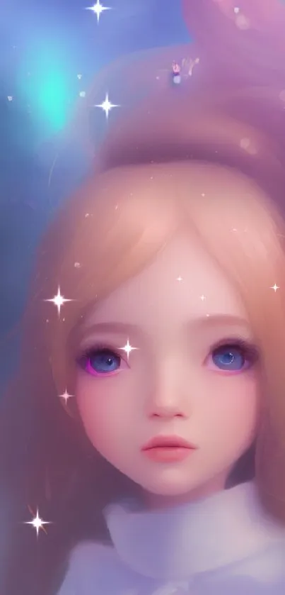 Dreamy fantasy girl mobile wallpaper with enchanting hues.