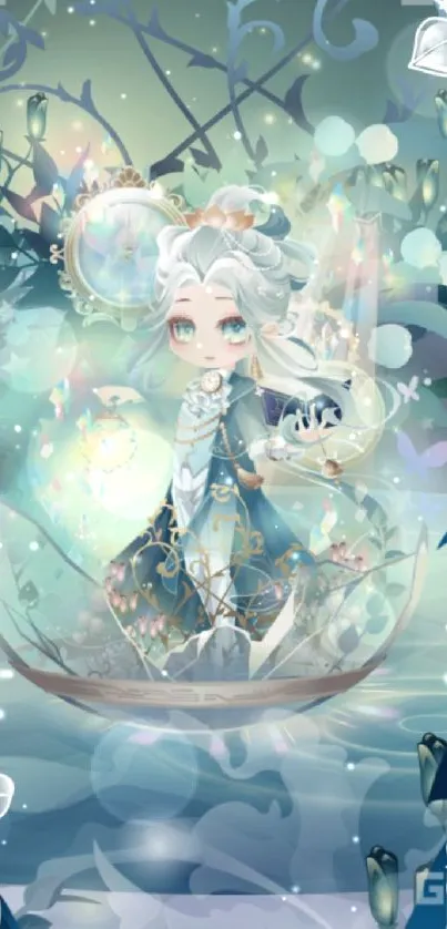 Fantasy character with floral background on mobile wallpaper.