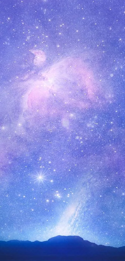 Purple galaxy night sky wallpaper with stars.