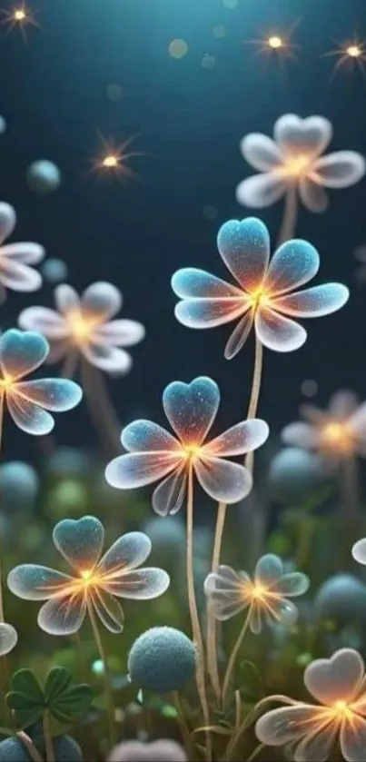 Dreamy glowing flowers at night wallpaper.