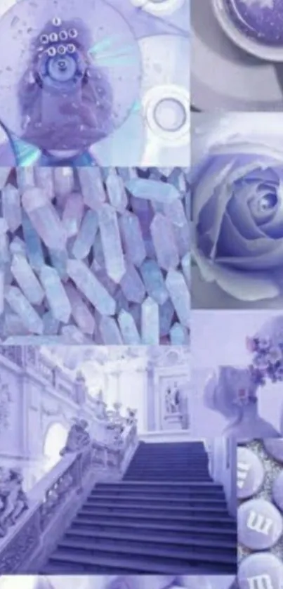 Dreamy lavender aesthetic wallpaper collage with purple hues.