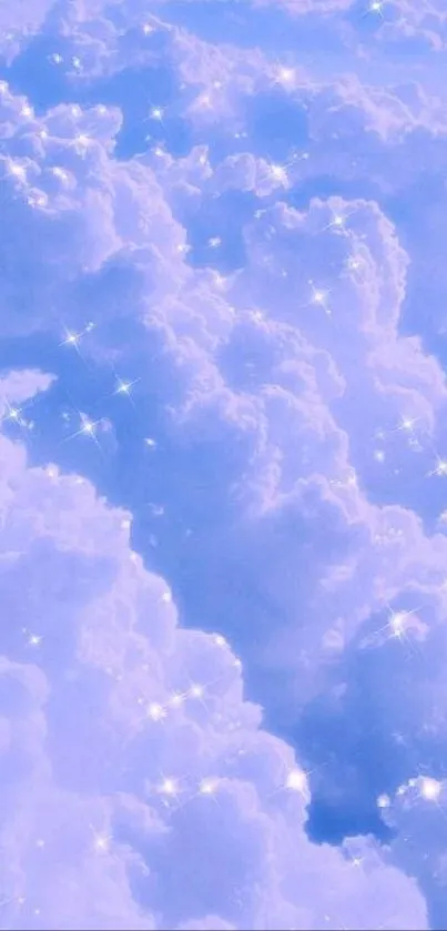 Lavender clouds with sparkles creating a dreamy wallpaper.