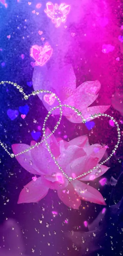 Dreamy purple and pink lotus heart mobile wallpaper.