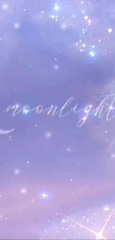 Dreamy night sky wallpaper with moonlight and twinkling stars.