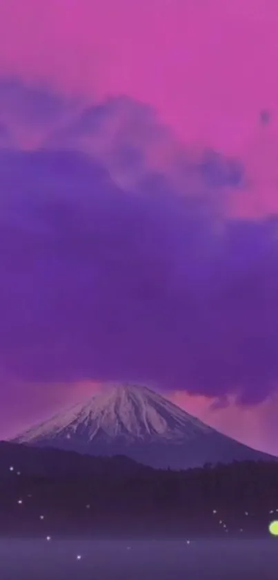 Pink and purple mountain wallpaper with a serene twilight atmosphere.