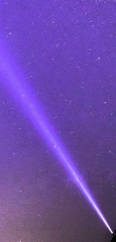 Mobile wallpaper featuring a silhouette with a purple beam against a starry night sky.