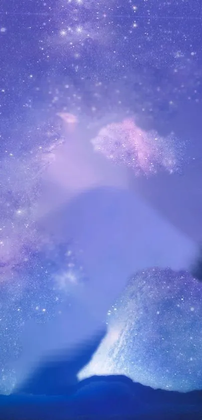 Dreamy cosmic night sky wallpaper with a galaxy theme and starry details.