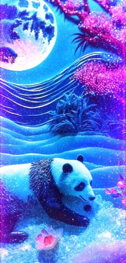 Dreamy panda night wallpaper with vibrant colors and a serene atmosphere.