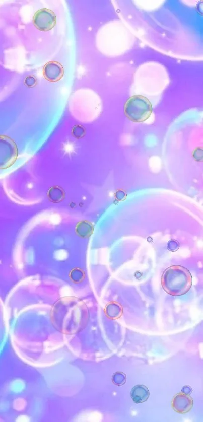 Dreamy pastel bubble wallpaper for smartphones with purple and blue hues.