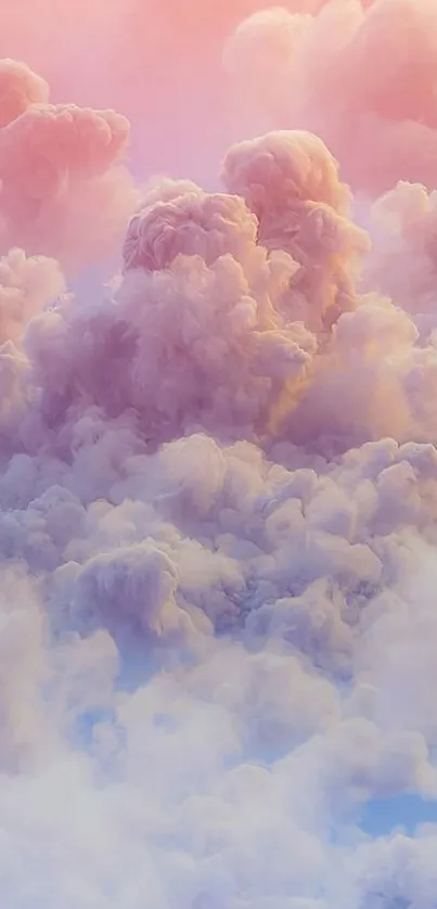 Dreamy pastel clouds with pink hues.