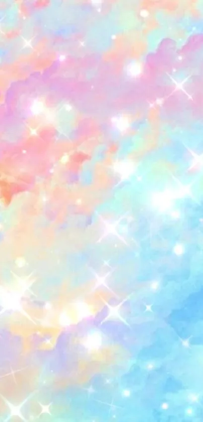 Dreamy pastel cloud wallpaper with sparkles.