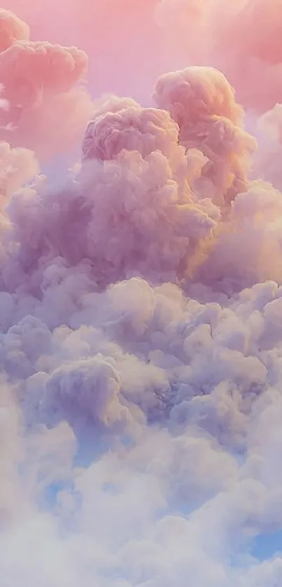 Dreamy pastel clouds in pink hues create a serene mobile wallpaper.