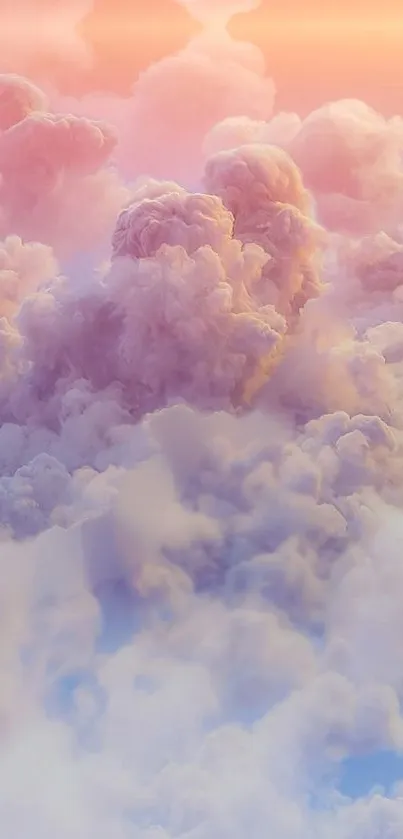 Serene pastel clouds at sunset in mobile wallpaper.