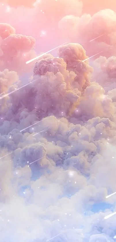 Soft pastel clouds create a dreamy and serene sky wallpaper.