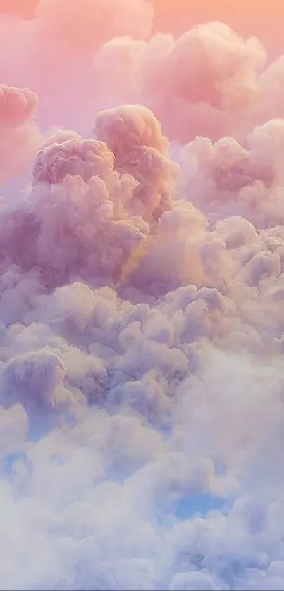 Dreamy pastel clouds create a serene mobile wallpaper.