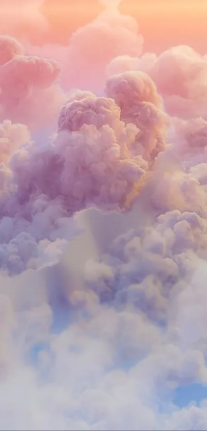 Pastel clouds against a sunset sky with soft hues.