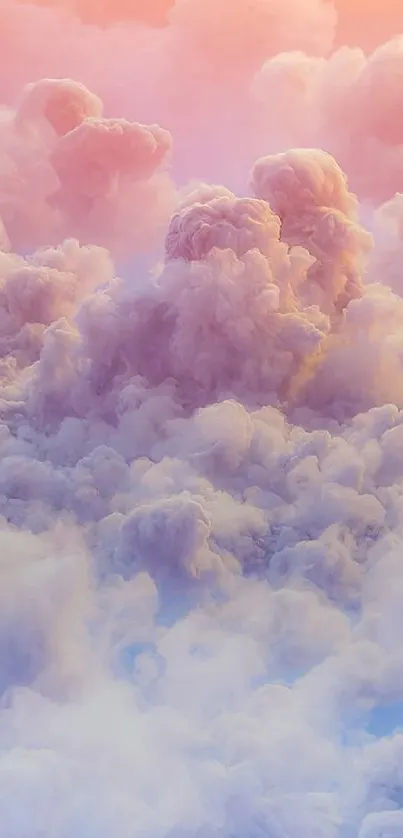 Dreamy pastel clouds in a tranquil mobile wallpaper.