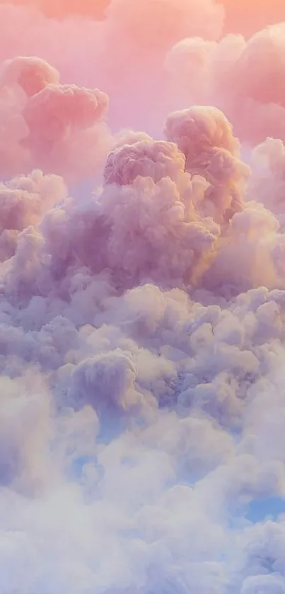 Dreamy pastel cloudscape with pink, purple, and blue hues for mobile wallpaper.