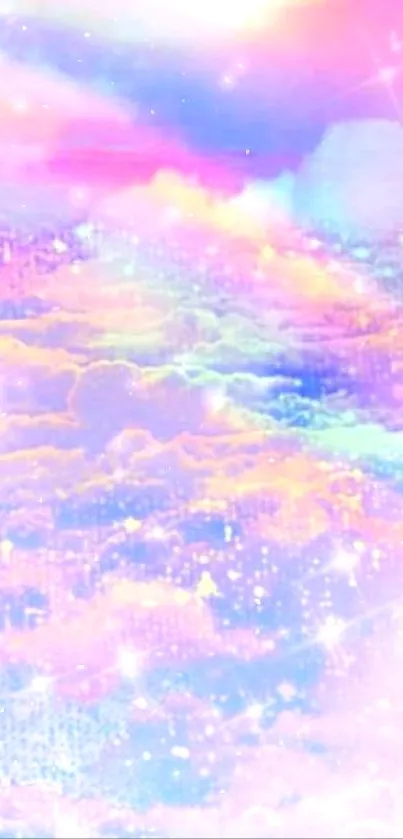 Vibrant pastel mobile wallpaper with dreamy clouds and a celestial vibe.