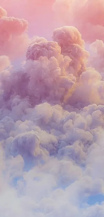 Dreamy pastel clouds with soft pink hues.