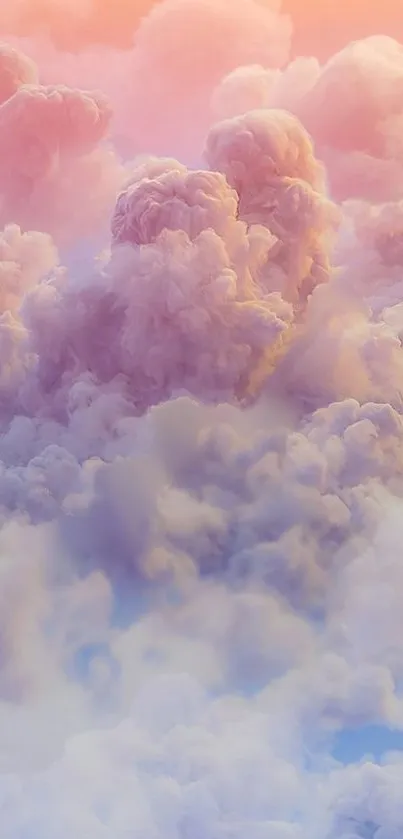 Dreamy pastel clouds with soft pink and purple hues.