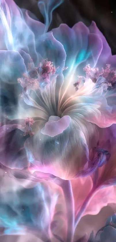 Dreamy floral fantasy wallpaper with swirling pastel hues.