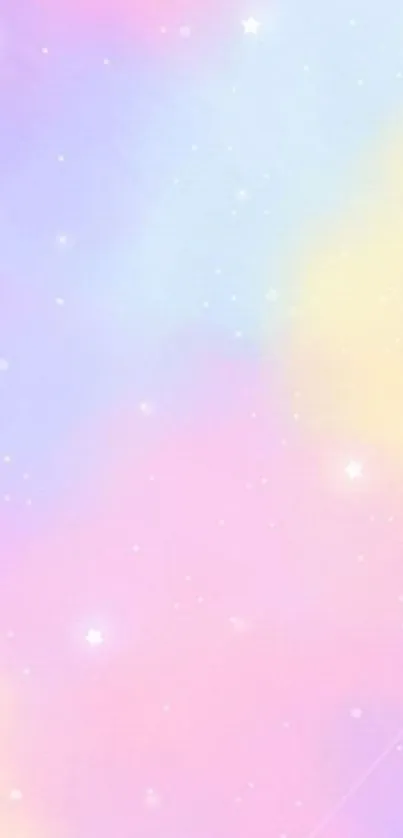 Dreamy pastel galaxy wallpaper with stars.