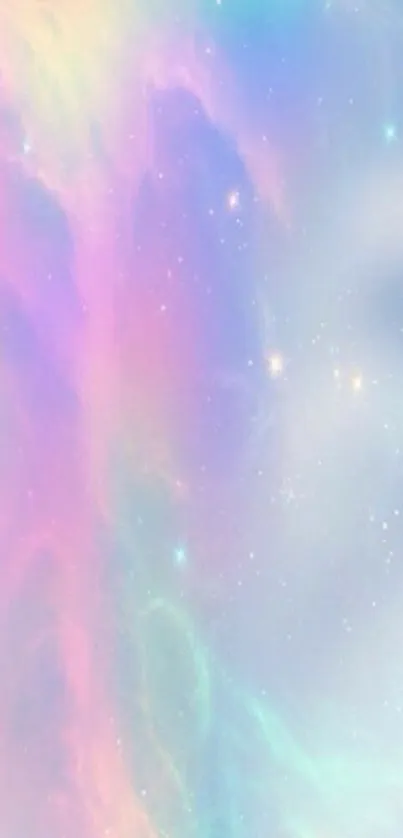 Dreamy pastel galaxy wallpaper with stars.