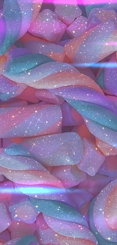 Dreamy pastel galaxy wallpaper with purple tones and sparkling stars.