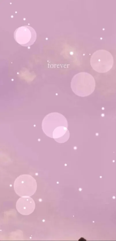 Soft lavender sky wallpaper with dreamy circles and clouds