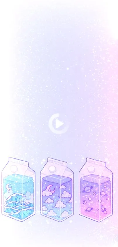 Whimsical pastel mobile wallpaper with cosmic and oceanic themes.