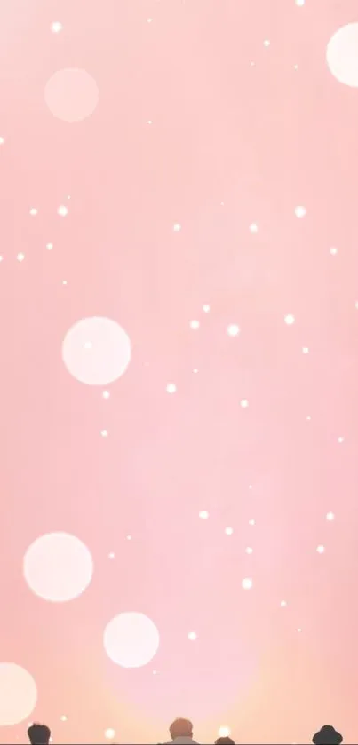 Dreamy pink bokeh wallpaper with soft glowing circles on a pastel background.