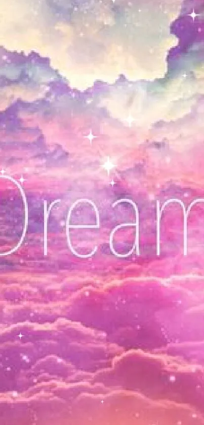 Dreamy pink cloud wallpaper with soft pastel hues and celestial theme.