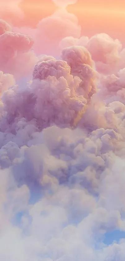 Dreamy pink clouds in a pastel sky wallpaper.