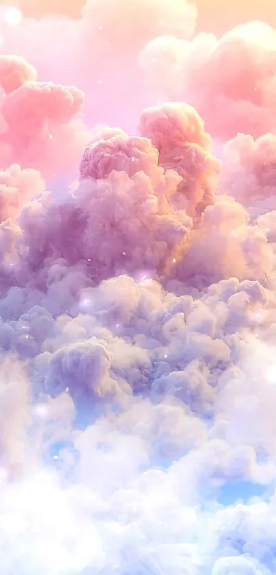 Soft pink and orange clouds create a dreamy mobile wallpaper.
