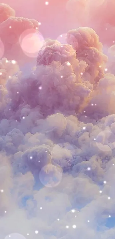 Dreamy pink cloudscape with soft pastel hues and ethereal atmosphere.