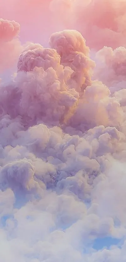 Dreamy pink clouds at sunset, creating a serene mobile wallpaper.