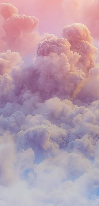 Dreamy pink cloudscape mobile wallpaper in pastel hues.