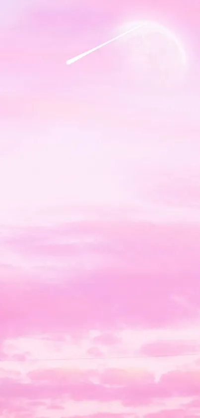 Dreamy pink sky wallpaper with a subtle moon and pastel gradient.